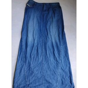 Vintage Diesel Jean Skirt 28 Maxi Slit Light Chambray 90s Y2K Festival 32x41